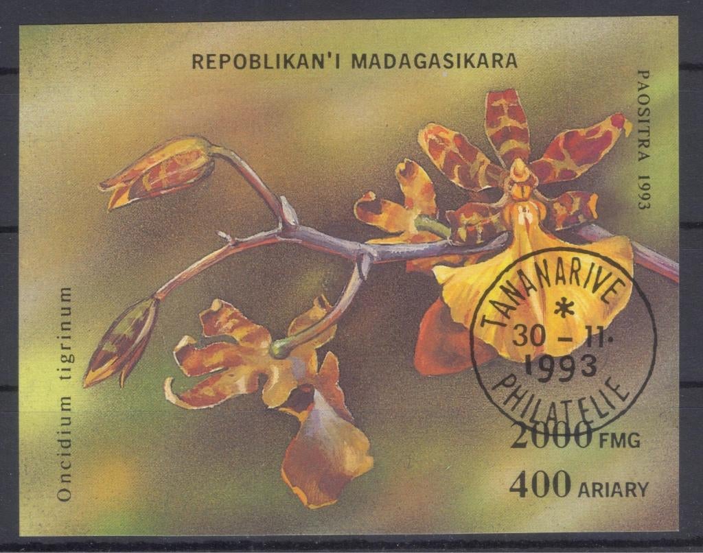 Madagaskar (1) - bloem - blok, Verzenden, Overige landen, Gestempeld