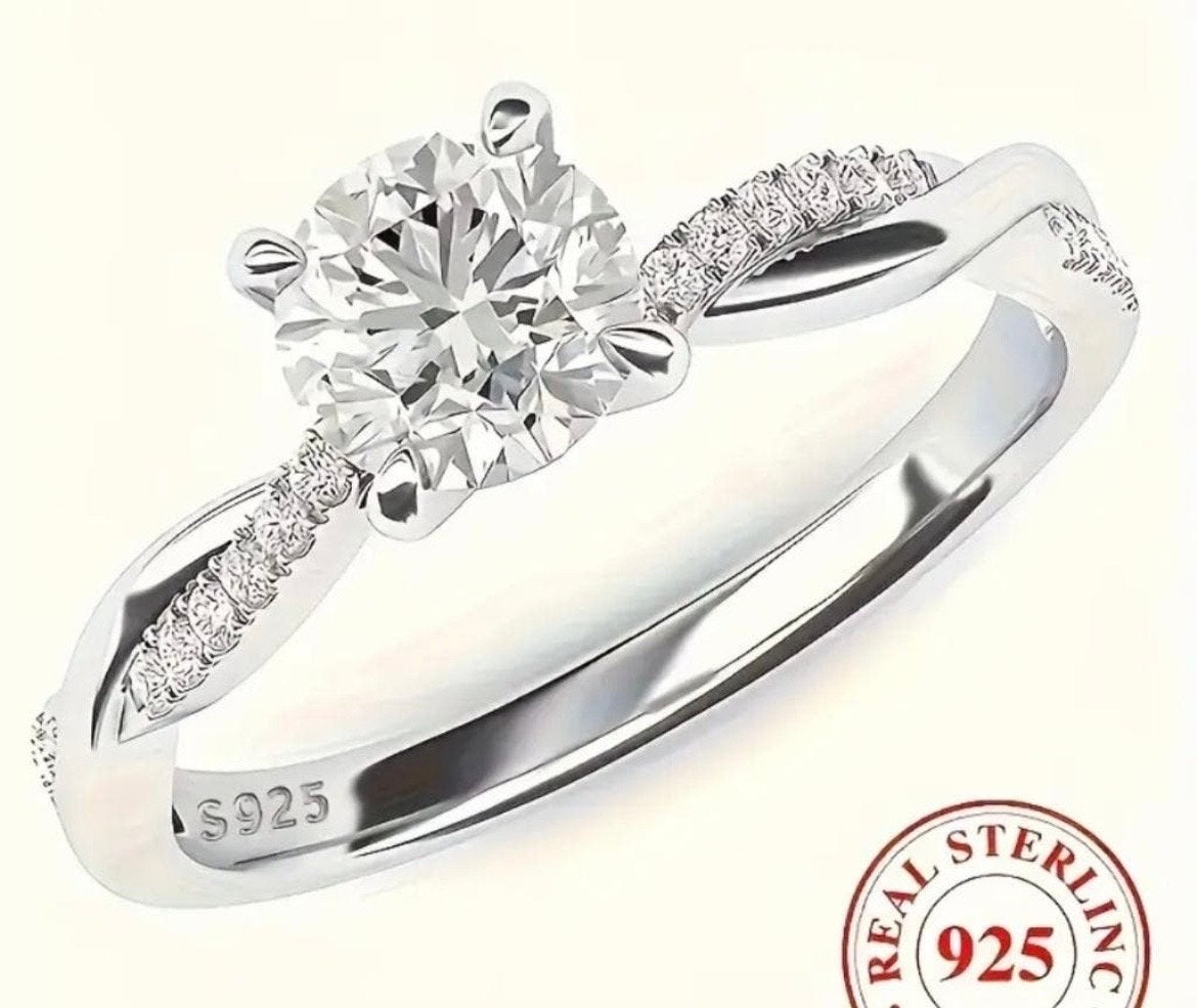 Sterling Zilveren Ring Maat 20 met transparante steen. NIEUW, 20 of groter, Met edelsteen, Nieuw, Ophalen of Verzenden