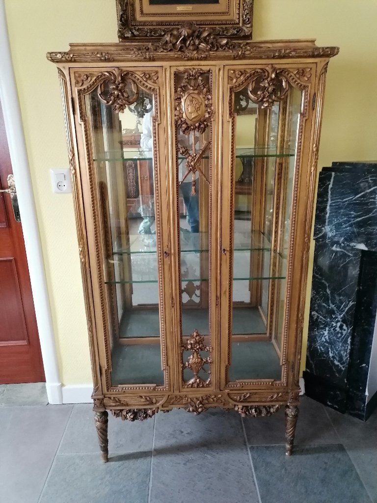 Exclusieve Napoleon III gildwood vitrine kast 1870, Ophalen