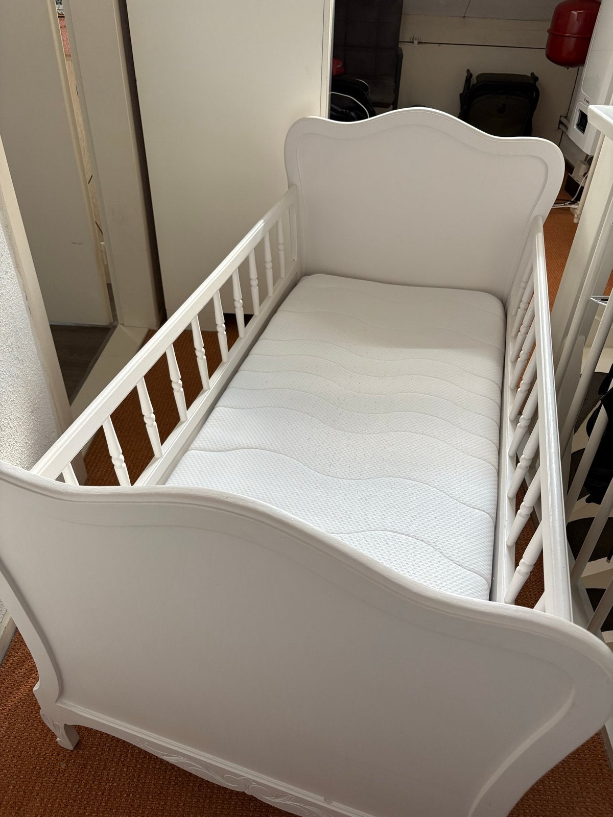 Antiek peuterbed - Eenvoudig te monteren zonder schroeven, Ophalen, Gebruikt, 70 tot 85 cm, 140 tot 160 cm