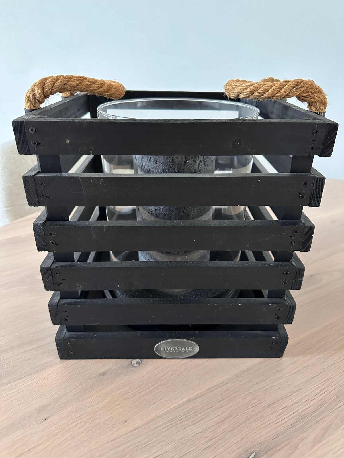 Riverdale windlicht zwart hout, Ophalen, 26 cm, Zwart, Zo goed als nieuw