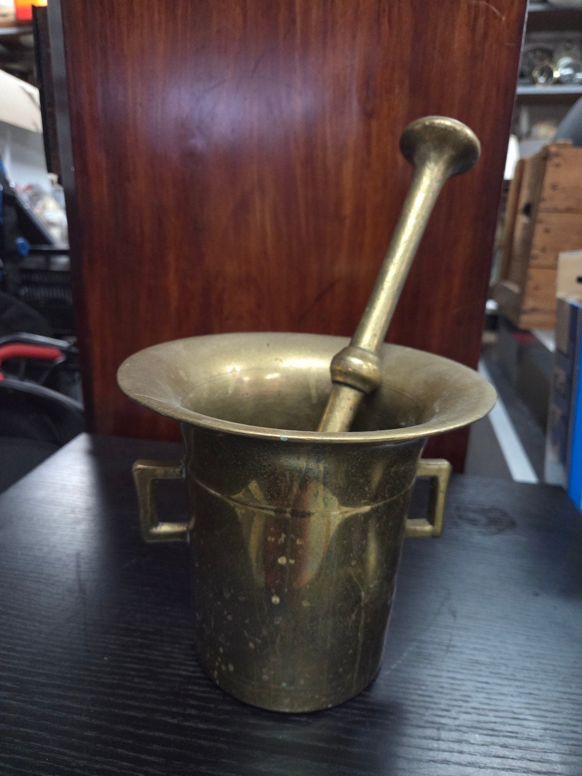 Antieke grote Bronzen Vijzel met Stamper, Ophalen of Verzenden, Brons