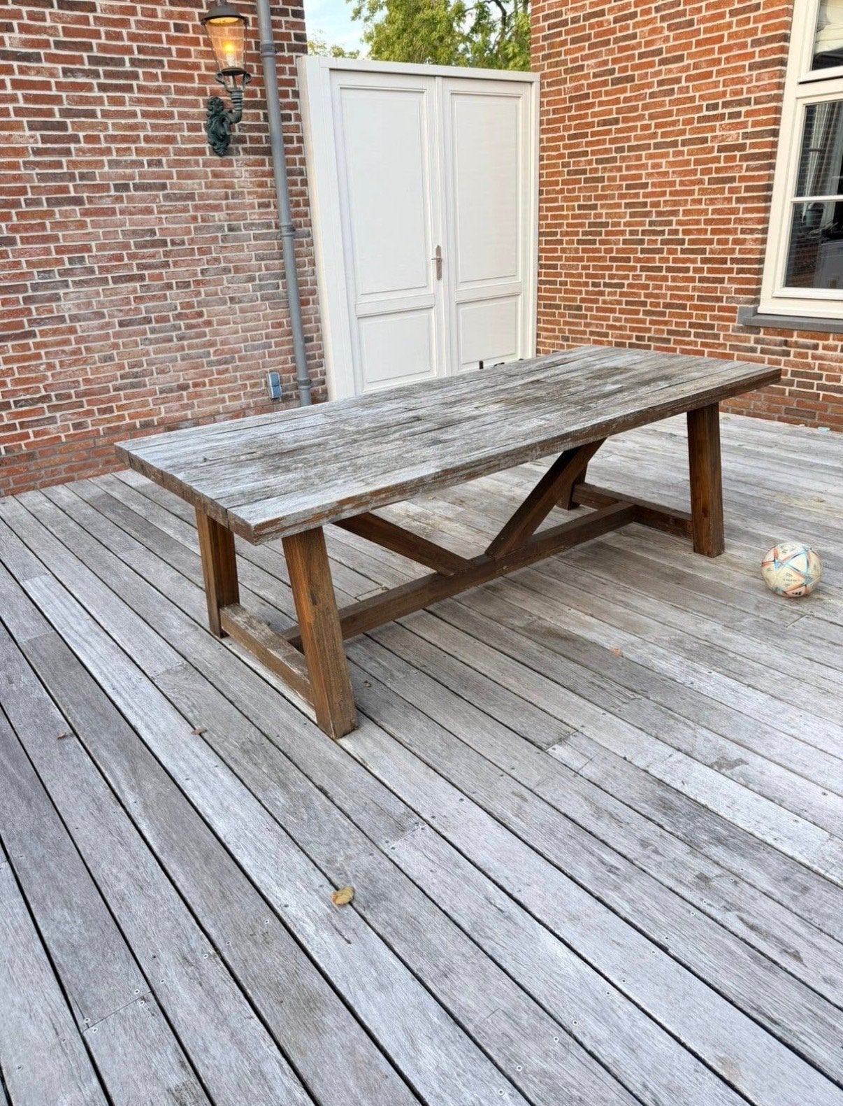 Houten tuintafel 240x100 cm, Ophalen, Gebruikt, Rechthoekig, Hout