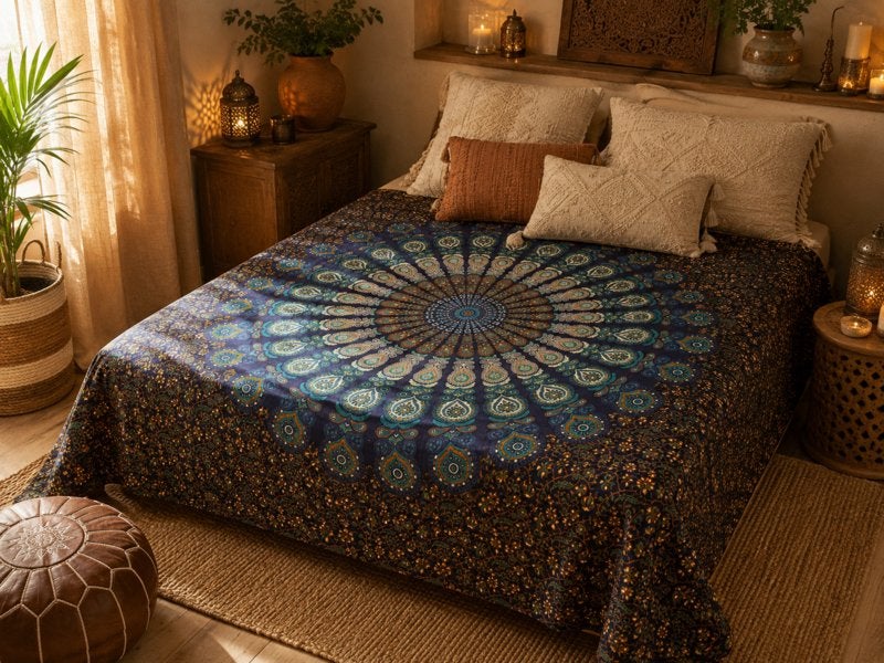 Mandaladoek wandkleed Grand foulard Ibiza sprei wandtapijt, Huis en Inrichting, Woonaccessoires | Plaids en Woondekens, 3811JM