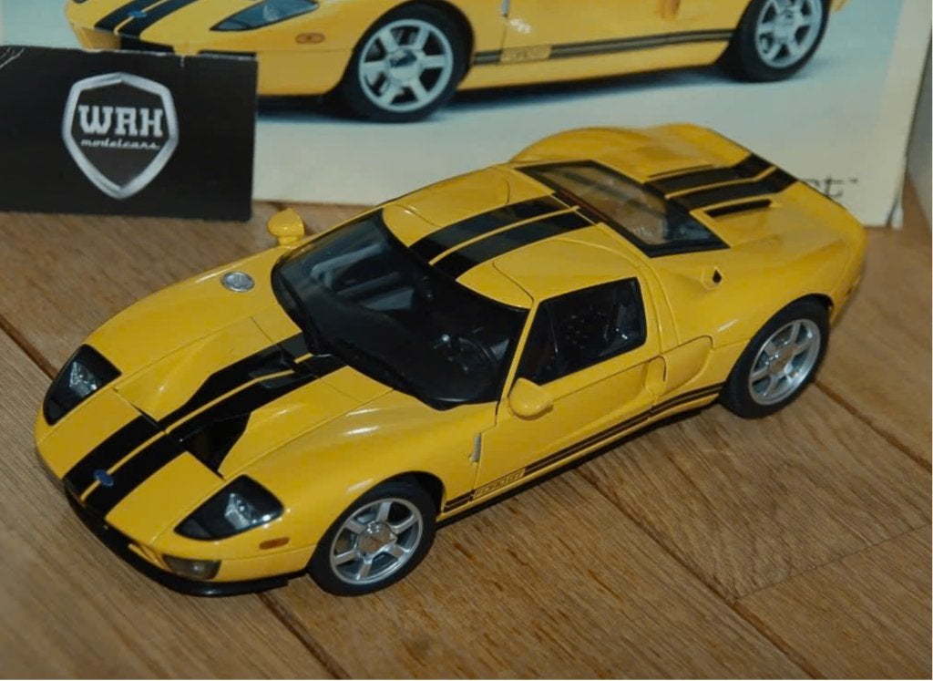 1:18 FORD GT yellow black stripe Autoart 73022 in box WRH, Hobby en Vrije tijd, Modelauto's | 1:18, Verzenden, Zo goed als nieuw