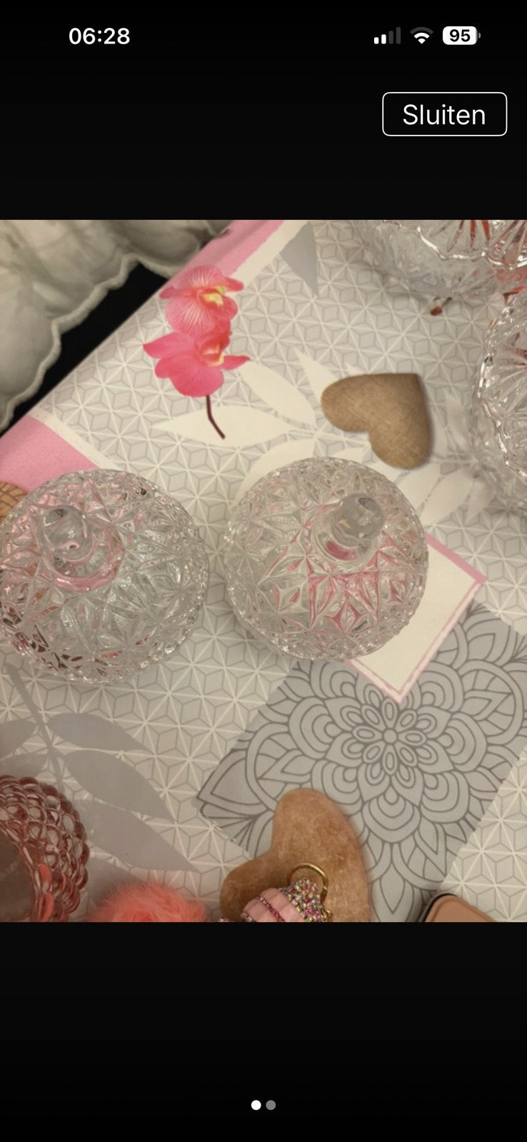 2 kleine bonbon schaaltjes met deksel, Huis en Inrichting, Ophalen, Rond, Glas