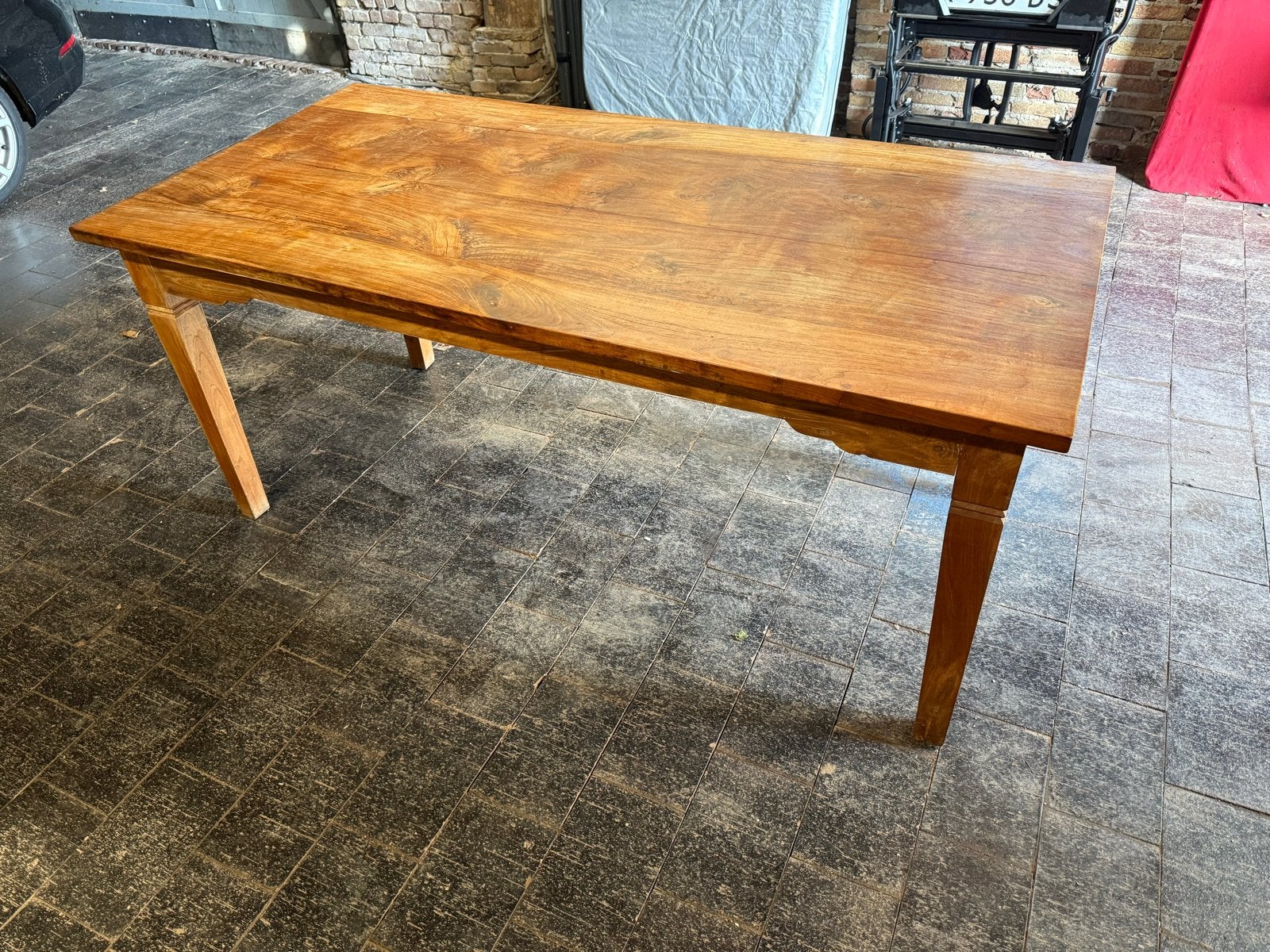 Massieve teakhouten eettafel 180x90cm, Ophalen, Gebruikt