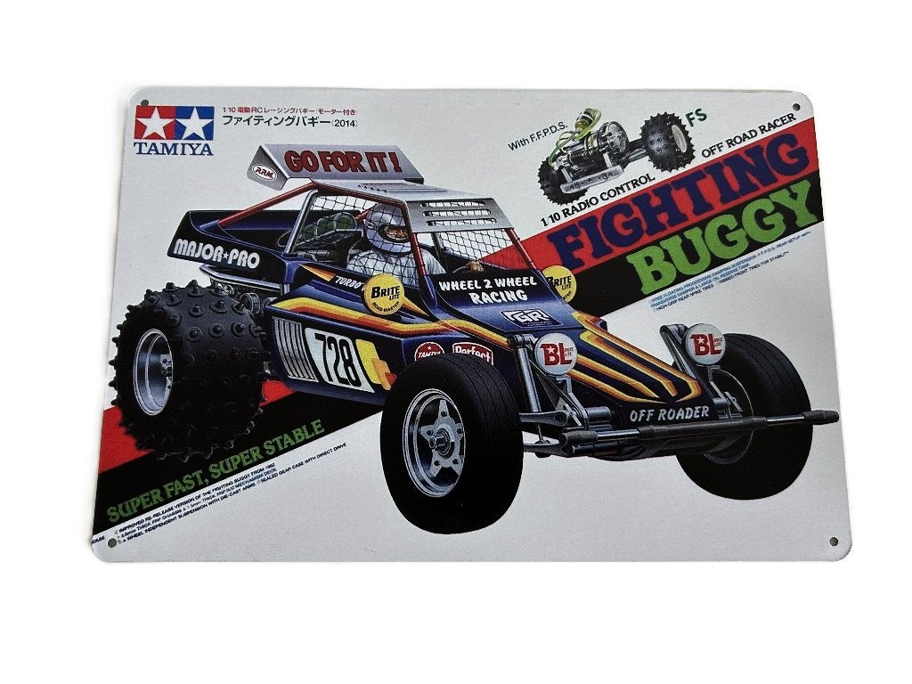 Tamiya Boxart metalen bord 20x30cm Fighting Buggy nieuw, Hobby en Vrije tijd, Ophalen of Verzenden, Nieuw, Auto offroad