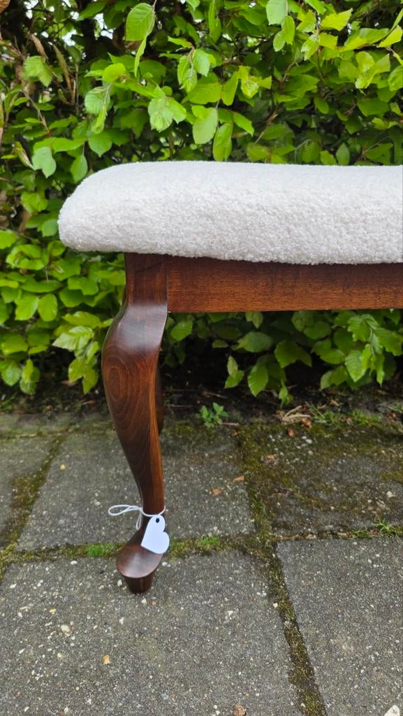 Vintage Queen Ann Voetenbankje Teddy Stof H40 B54 D34, Gebruikt, Onbekend, Minder dan 50 cm, Ophalen of Verzenden