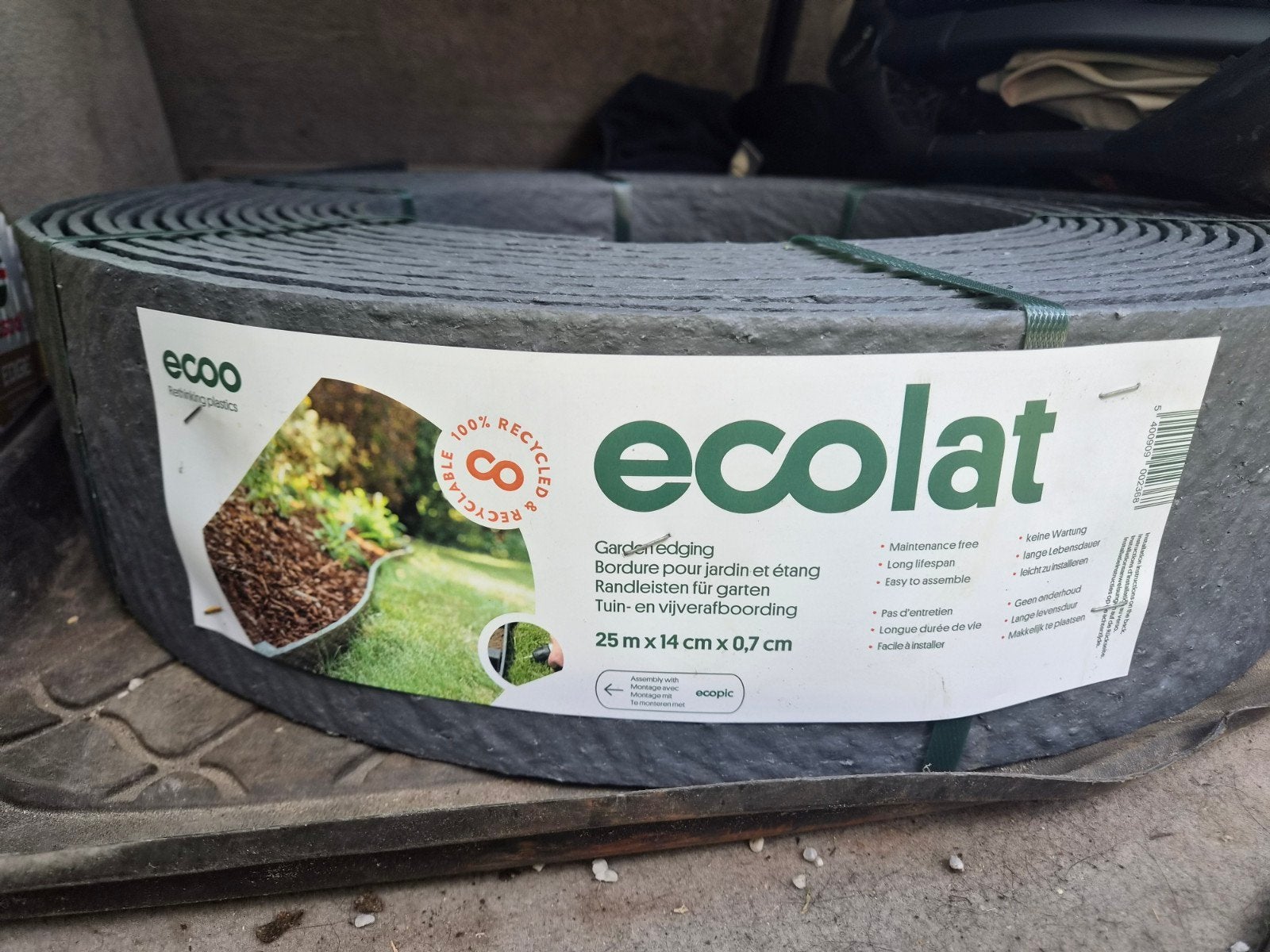 Ecolat randafwerking 25m x 14cm x 0,7cm - Antraciet (Nieuw), Ophalen, Nieuw