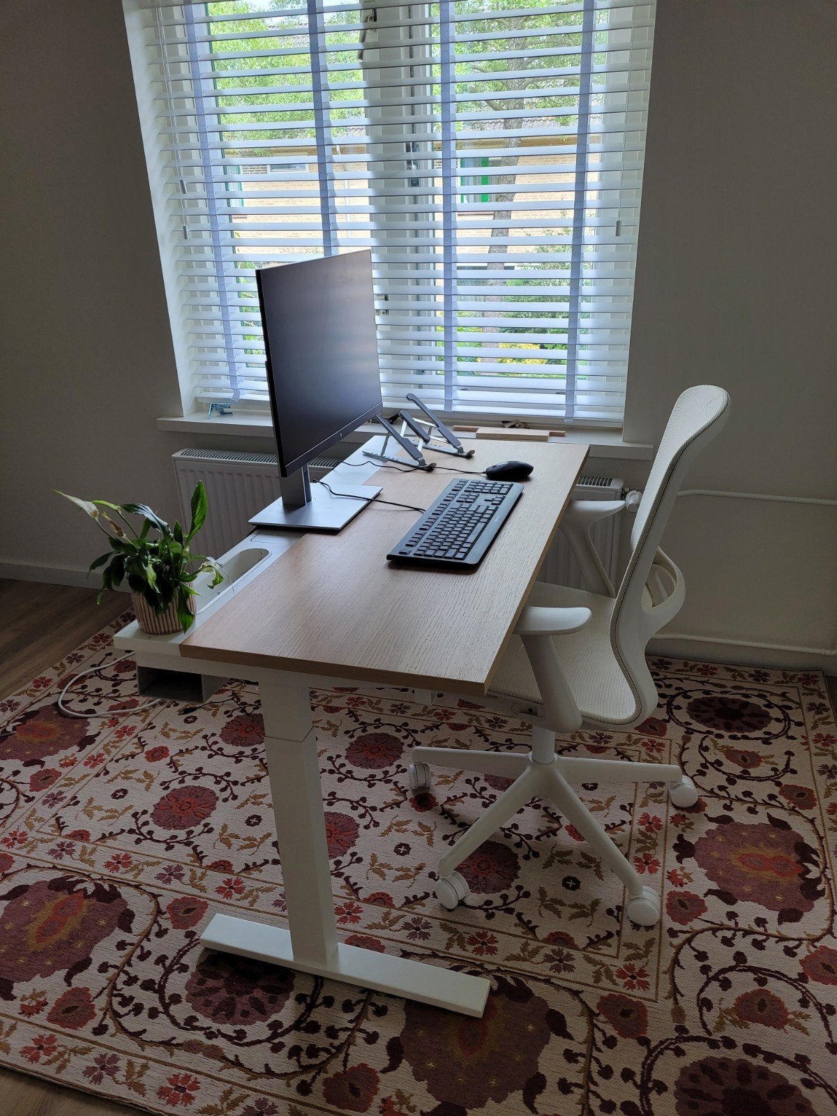 Nieuw Mittzon bureau eikenfineer/wit 120x60, Huis en Inrichting, Bureaus, Ophalen, In hoogte verstelbaar, Nieuw