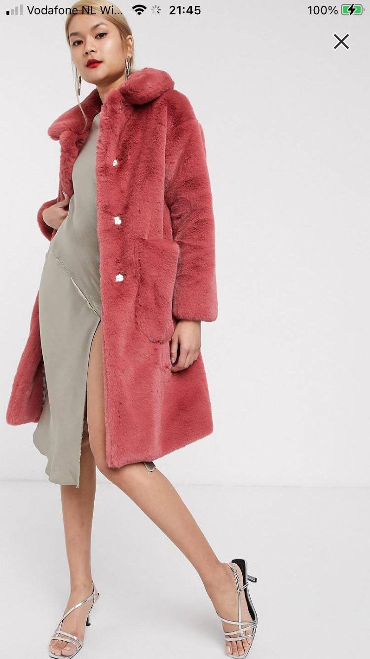 Roze mantel/ roze faux fur bontjas, Kleding | Dames, Jassen | Winter, Ophalen of Verzenden, Zo goed als nieuw, Maat 36 (S), Roze