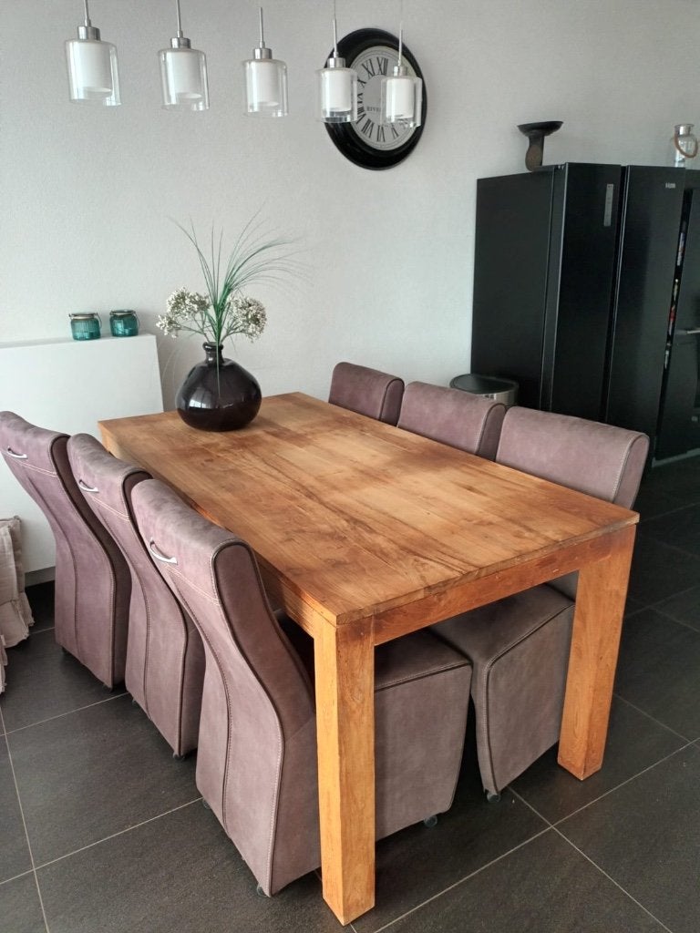 Eettafel met 6 stoelen, Huis en Inrichting, Tafels | Eettafels, Ophalen, Gebruikt, 50 tot 100 cm, Vijf personen of meer