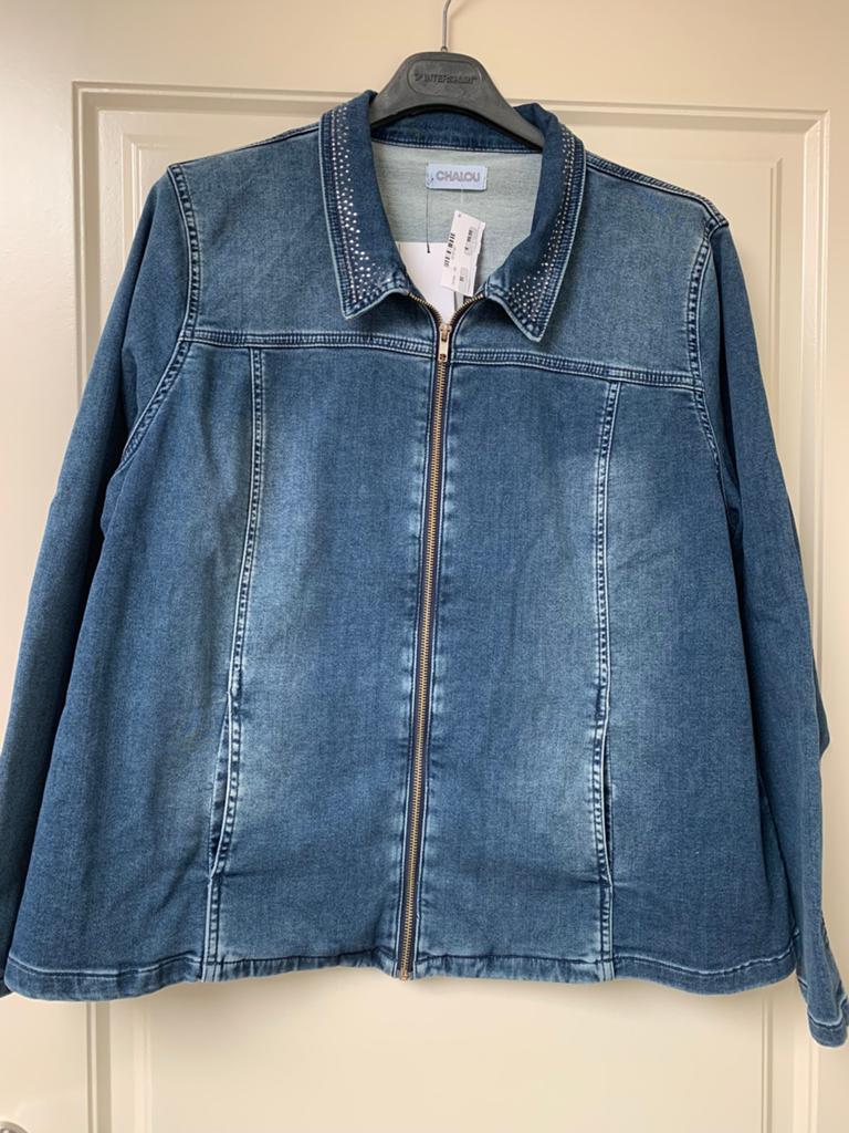 Spijkerjas chalou nieuw maat 50, Kleding | Dames, Ophalen of Verzenden, Nieuw, Blauw, Jasje of Colbert