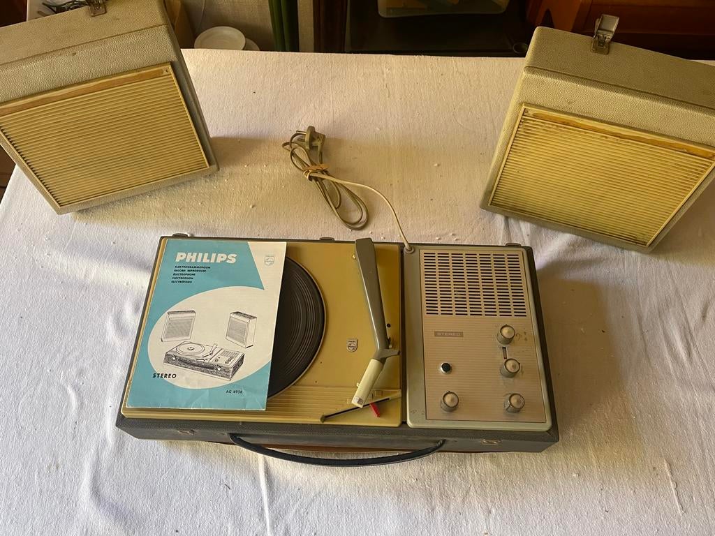 Philips AG 4956 Elektrogrammofoon uit 1964 - 4 snelheden, Ophalen of Verzenden, Gebruikt, Platenspeler, Philips