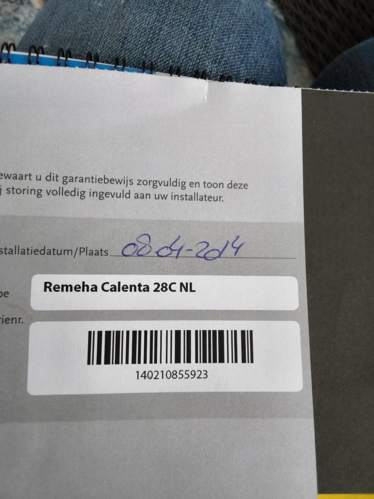cv ketel Remeha Calenta   28 C  2014., Ophalen, 30 tot 80 cm, Gebruikt, Cv-ketel of Combi-ketel