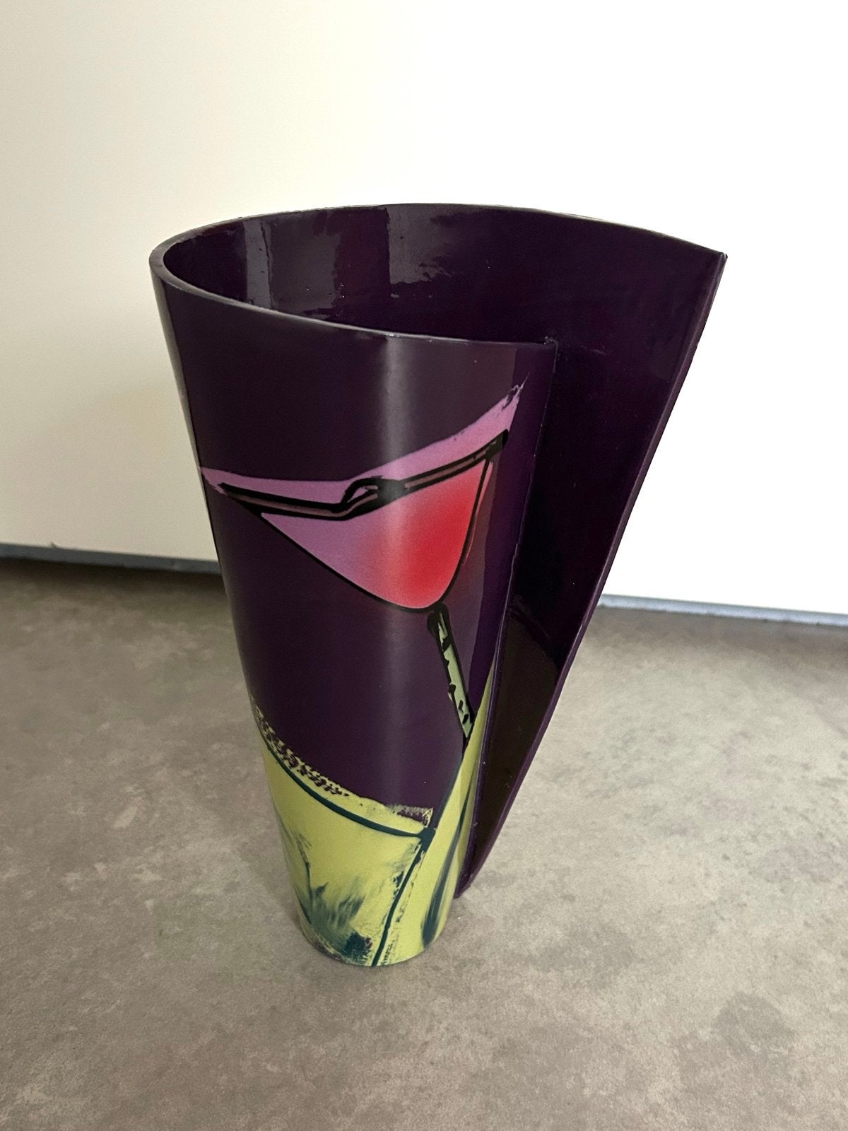 Paarse vaas met abstracte decoratie - Jan Kamphuis, Ophalen