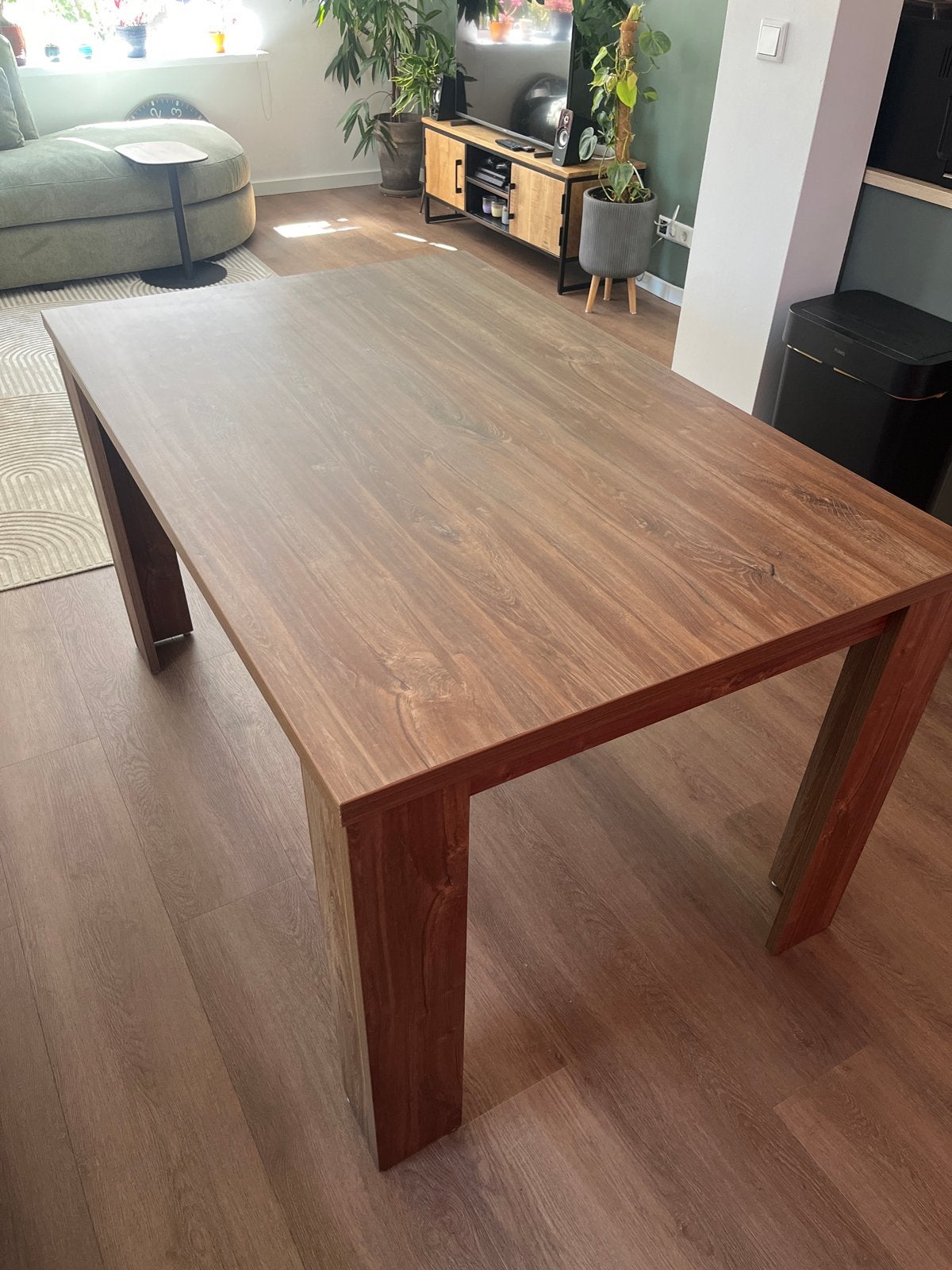Eettafel 139x90x78 cm - Houten look, Ophalen, Gebruikt, 100 tot 150 cm, 50 tot 100 cm