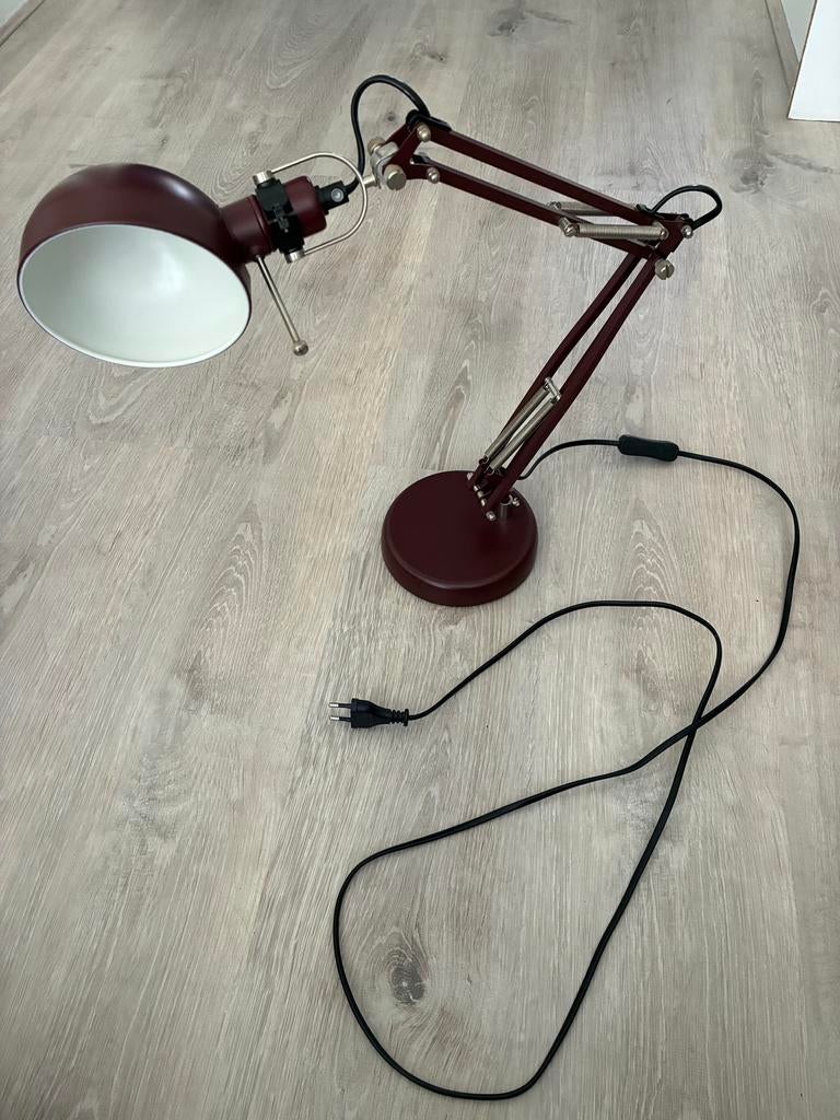 FORSA bureaulamp bordeaux, Ophalen, Zo goed als nieuw, Minder dan 50 cm, Metaal