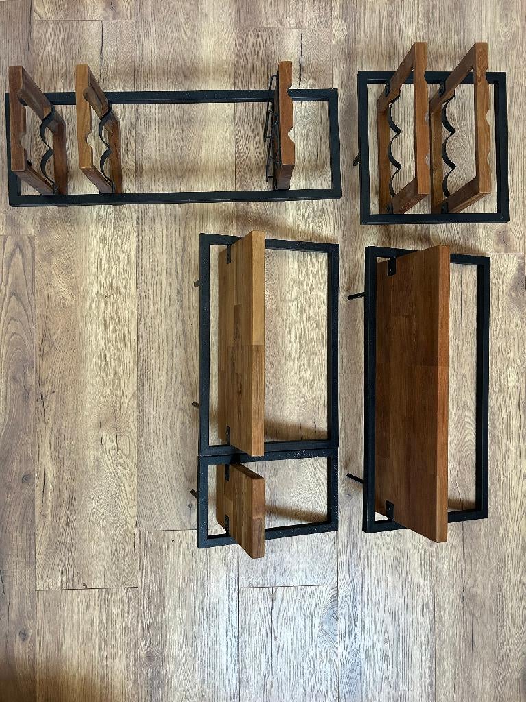 dBodhi wandmeubel set (5 stuks) – industrieel / teak hout, Huis en Inrichting, Kasten | Wandmeubels, Ophalen, Met plank(en), Teakhout