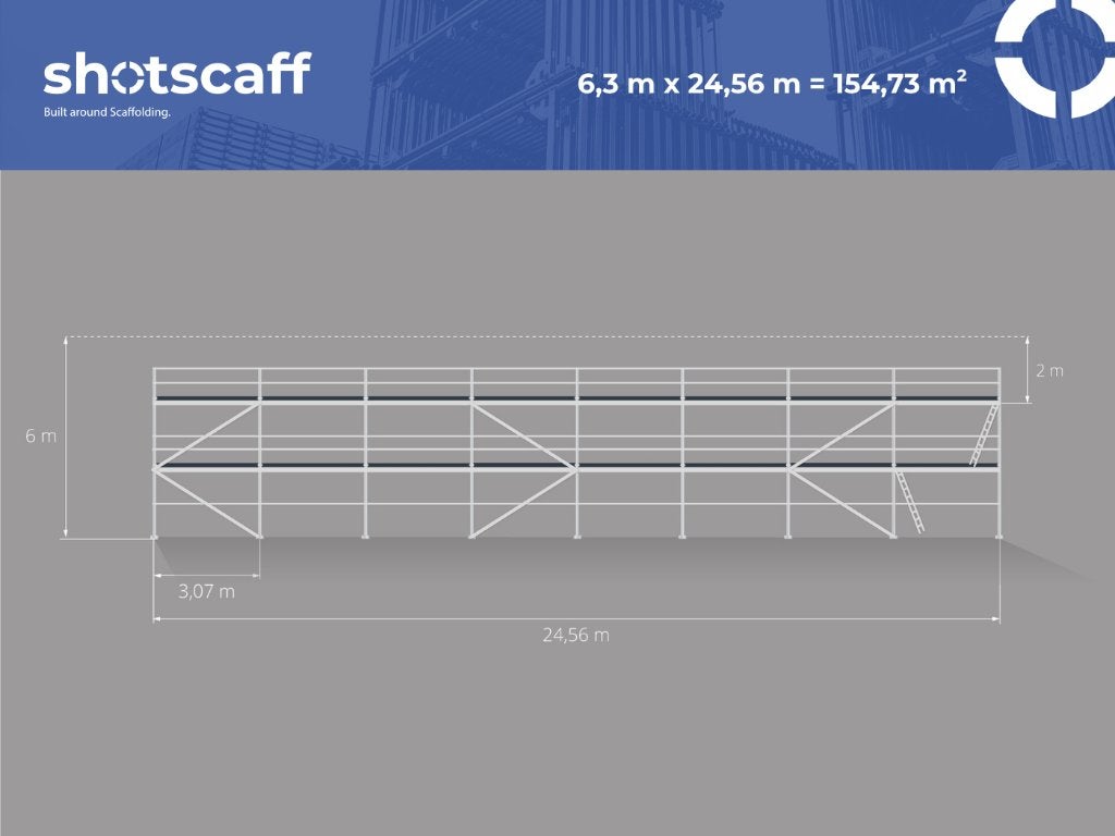 Modulaire steiger | 155 m² | Multisysteemsteiger, Verzenden, Nieuw, Gevelsteiger, 5 meter of hoger