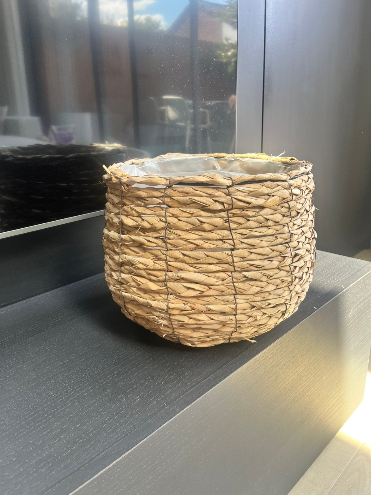 Rieten/ rotan bloempot, Overige materialen, Rond, Zo goed als nieuw, Minder dan 40 cm