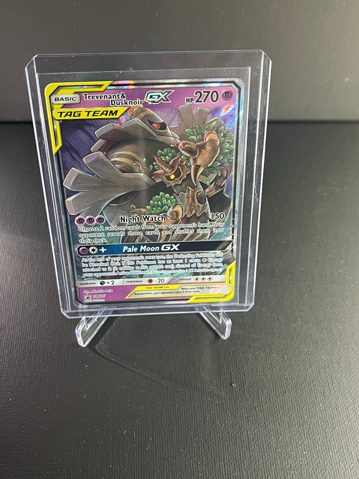 Trevenant & Dusknoir GX TAG TEAM Pokémon Kaart, Ophalen of Verzenden, Zo goed als nieuw, Losse kaart