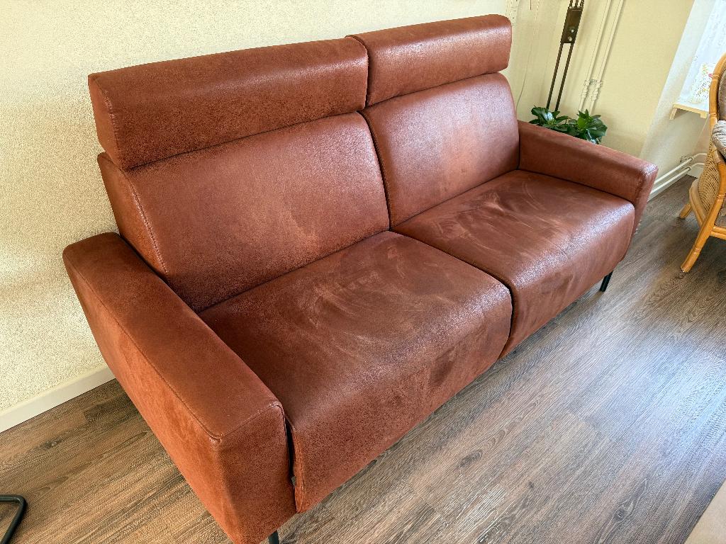 Relax 3 zits bank elektrisch verstelb. steenbruin 1,97*0,88m, Ophalen, Driepersoons, 75 tot 100 cm, Zo goed als nieuw