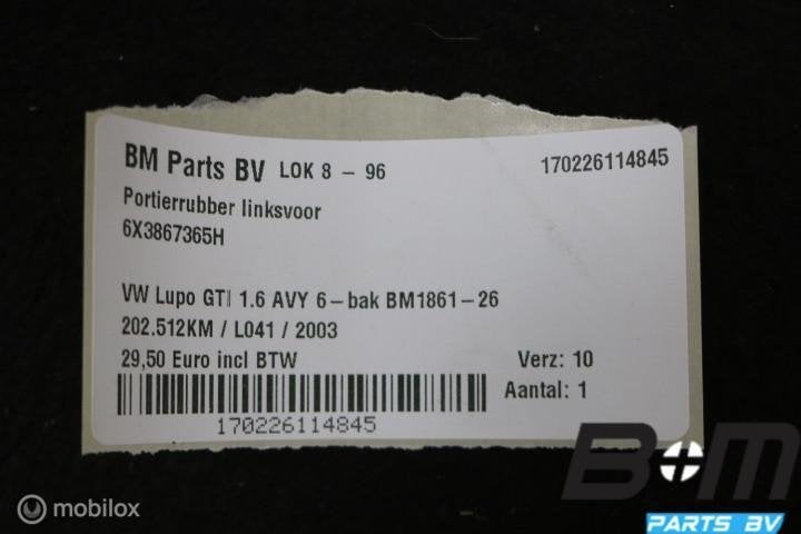 Portierrubber linksvoor VW Lupo GTI 6X3867365H, Gebruikt