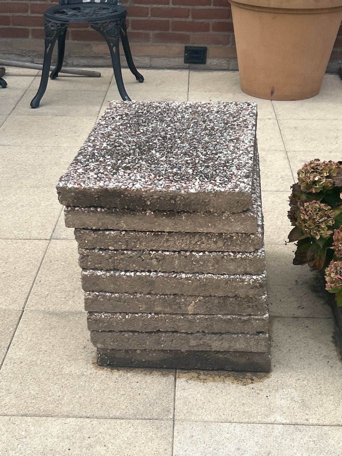 9 Gebruikte terrastegels 60x40 en 20x 50x50, Ophalen, Gebruikt, Minder dan 5 m², Beton