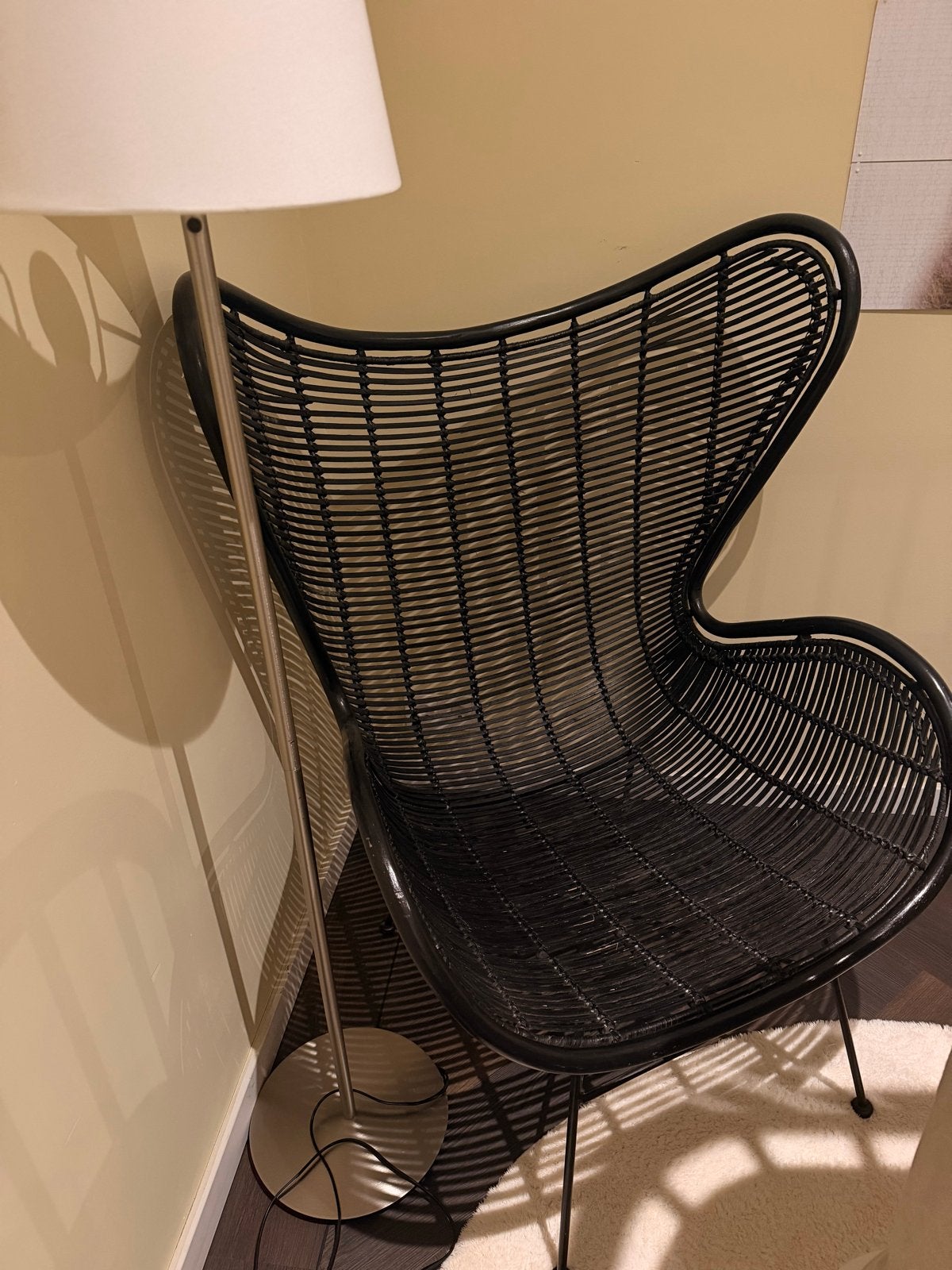 Zwarte rotan vlinderstoel Egg chair HKliving HK living, Huis en Inrichting, Zwart, Riet of Rotan, Ophalen of Verzenden, Zo goed als nieuw