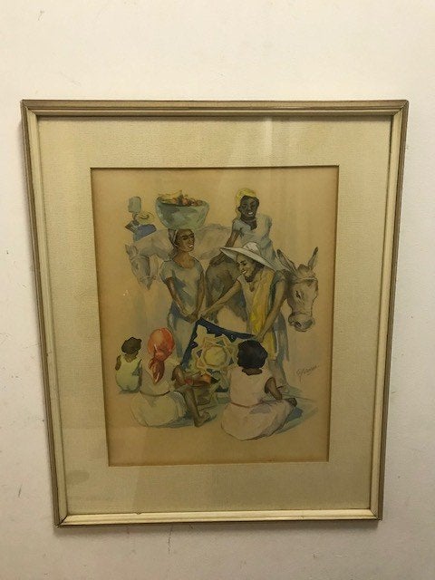 Oosterse / Afrikaanse koopman'....aquarel, Antiek en Kunst, Kunst | Schilderijen | Klassiek, Realistisch, Ophalen of Verzenden