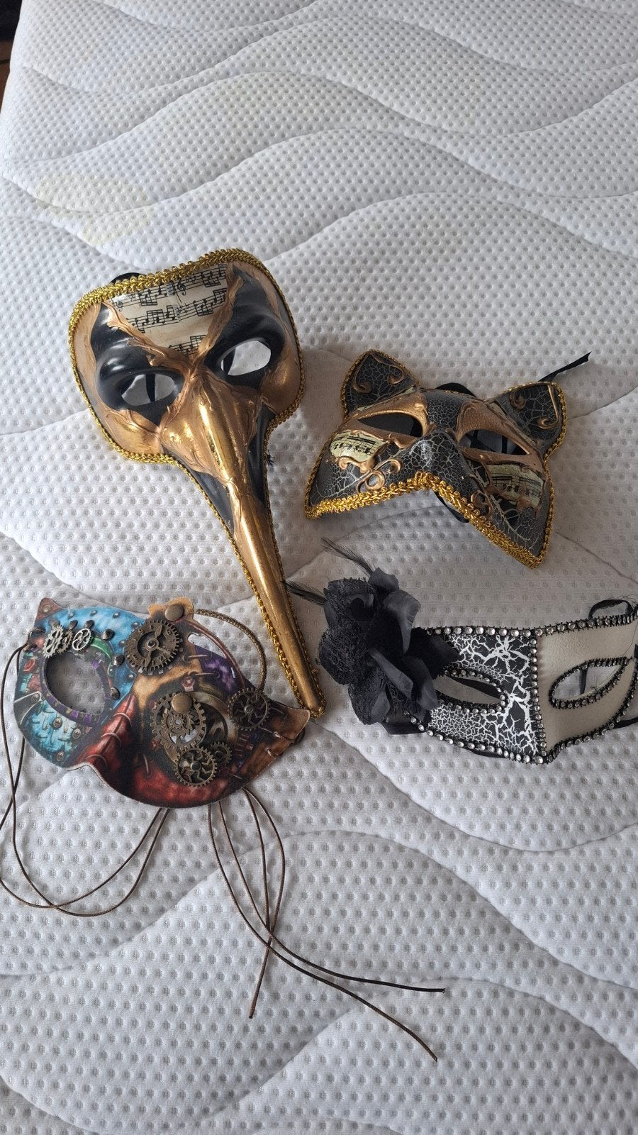 Set van 4 Venetiaanse en Steampunk Maskers, Maat 38/40 (M), Carnaval, Ophalen of Verzenden, Accessoires