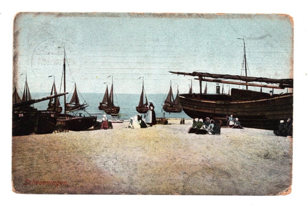 Oude Ansichtkaart Scheveningen Bomschuiten Gelopen 1906, Ophalen of Verzenden, Voor 1920, Gelopen, Zuid-Holland
