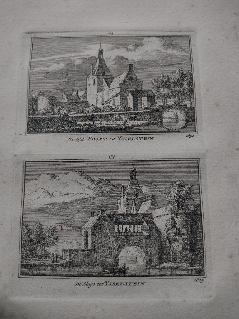 173/174 Ijsselstein Poort en Sluis Kopergravure 18e eeuw dl3, Antiek en Kunst, Kunst | Etsen en Gravures, Ophalen of Verzenden