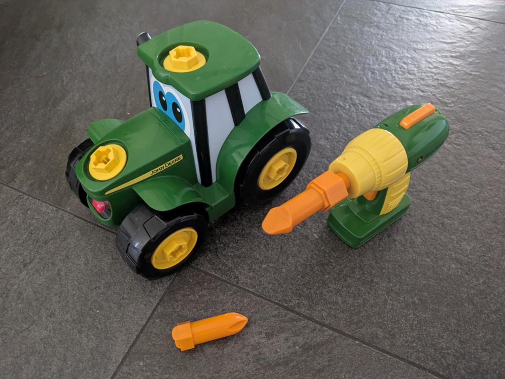 John Deere speelgoedtractor met boormachine, Ophalen of Verzenden, Zo goed als nieuw