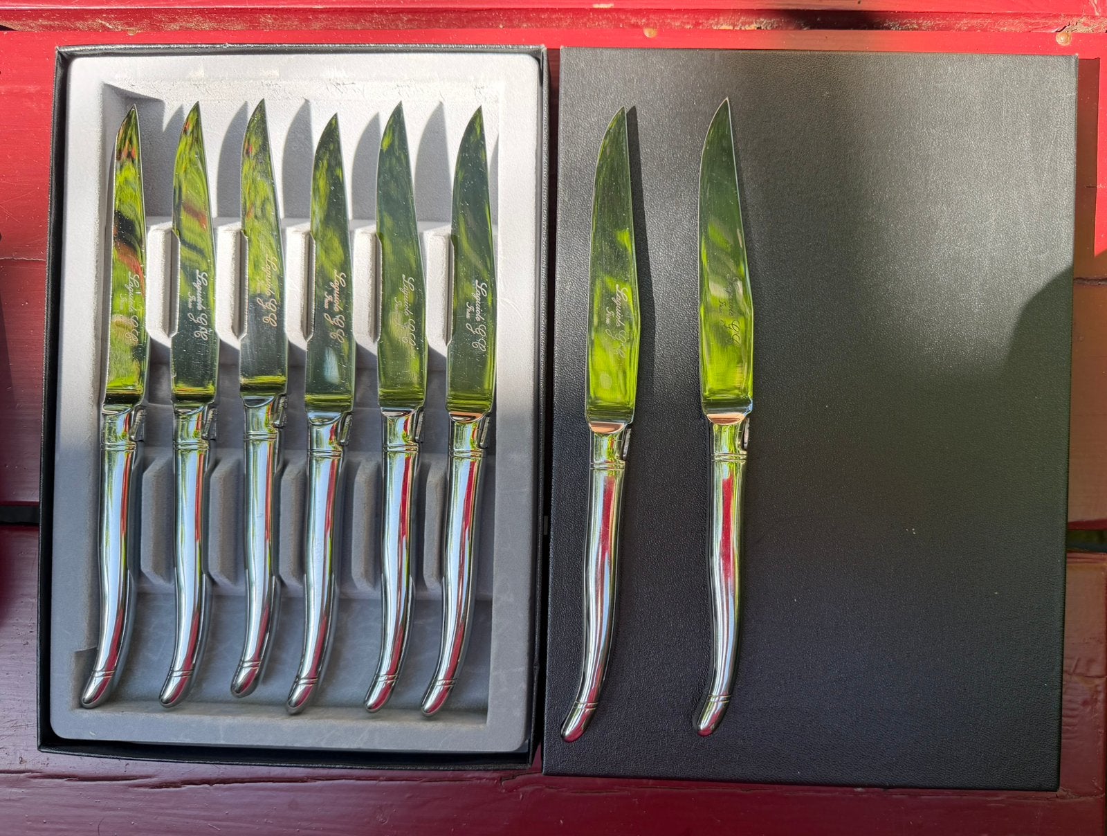 8 Laguiole steekmessen, Gebruikt, Bestekset, Laguiole, Ophalen of Verzenden