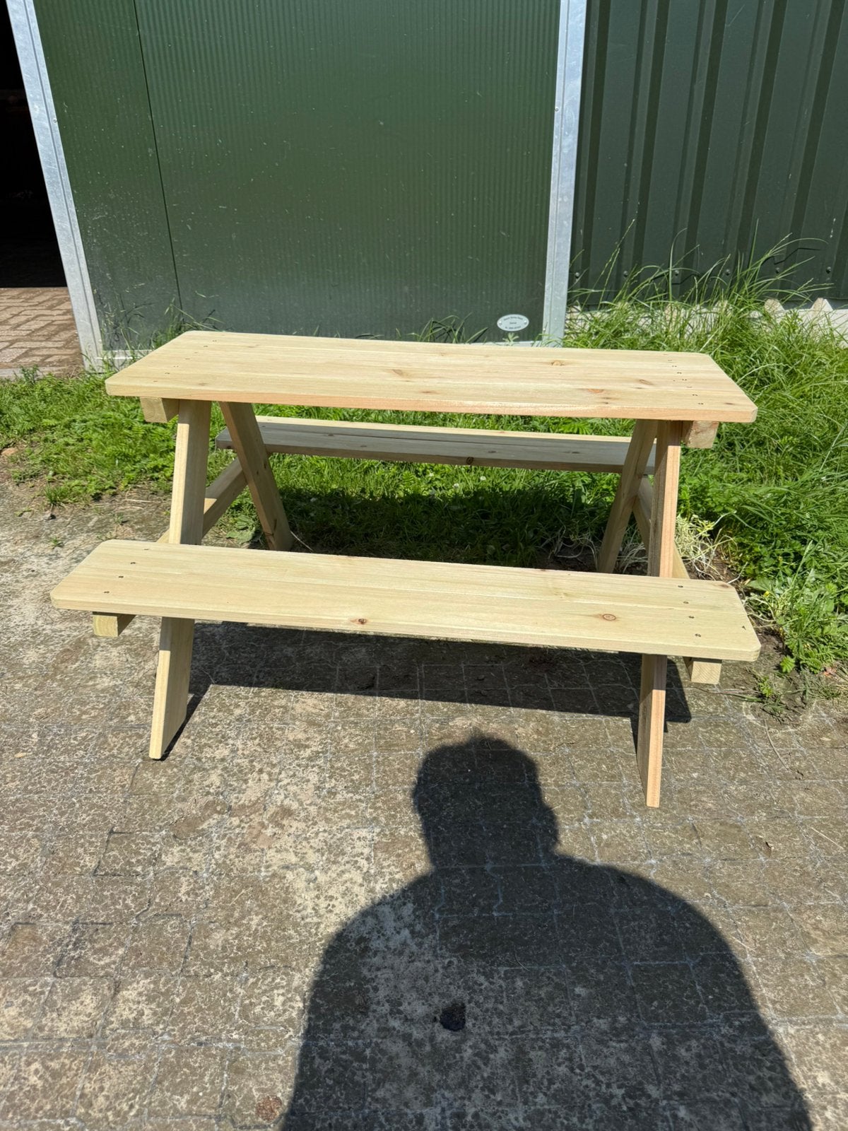Picknick bankje, Ophalen, Zo goed als nieuw, Rechthoekig, Hout