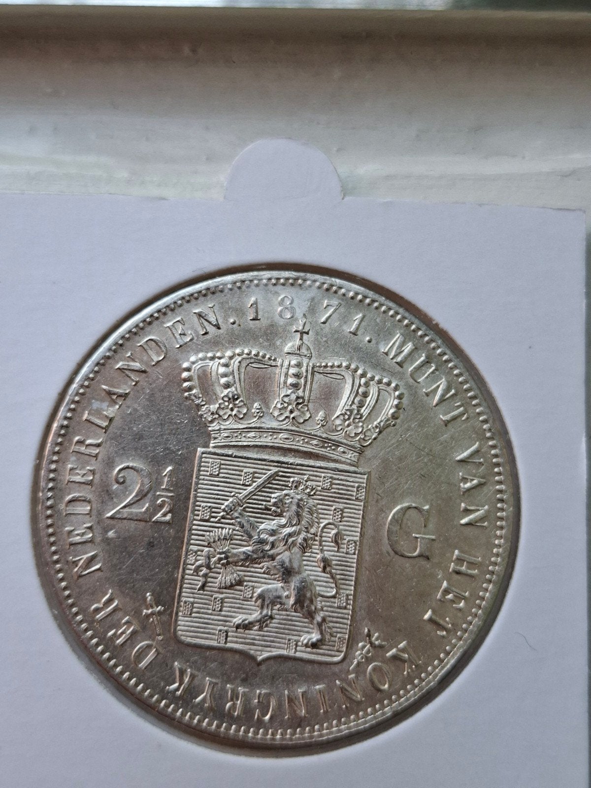 rijksdaalder 1871 zeer net exemplaar 2,5 gulden willem 3, Koning Willem III, Zilver, Ophalen of Verzenden, Losse munt