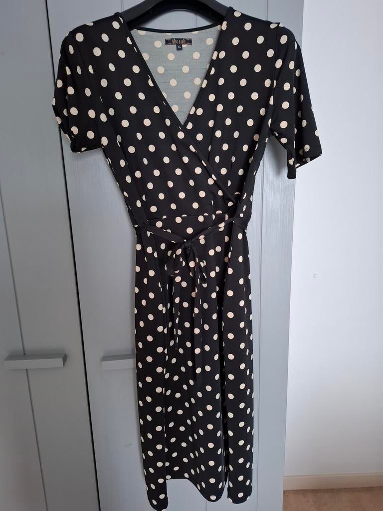 Polkadot jurk zwart met witte stippen King Louie maat XL, Kleding | Dames, Jurken, Zwart, Ophalen of Verzenden, Zo goed als nieuw