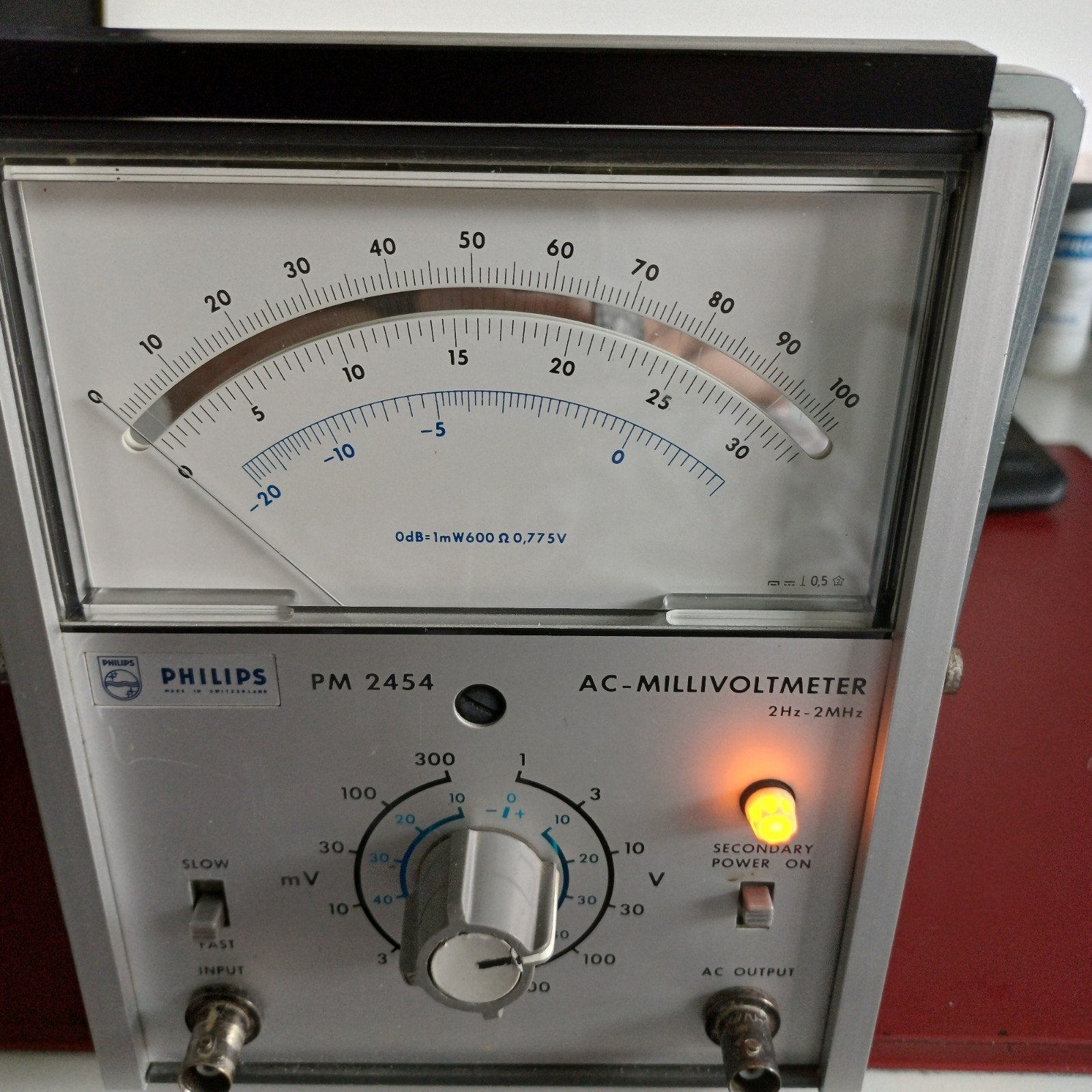 Philips PM 2454 AC-Millivoltmeter - Vintage Meetinstrument, Ophalen of Verzenden, Gebruikt, Elektriciteit