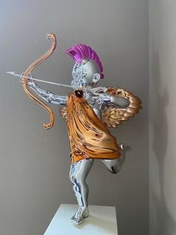 Van Apple Art Cupido Bandiet Sculptuur - Limited Edition, Zilver, Handgemaakt, Overige materialen, Beeld