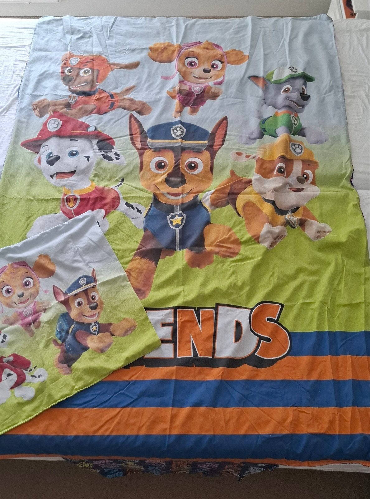 Paw Patrol Dekbedovertrek + kussensloop - Eenpersoonsbed, Gebruikt, Overige merken, Ophalen of Verzenden, Wasbaar