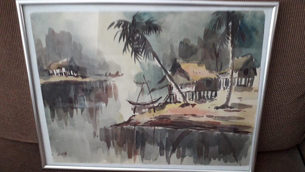 AQUAREL INDONESIE, Antiek en Kunst, Kunst | Schilderijen | Klassiek, Ophalen of Verzenden