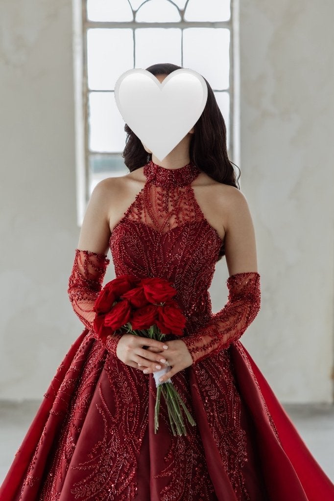 Henna jurk/ kinalik maat 34/36, Ophalen, Zo goed als nieuw, Rood, Trouwjurk