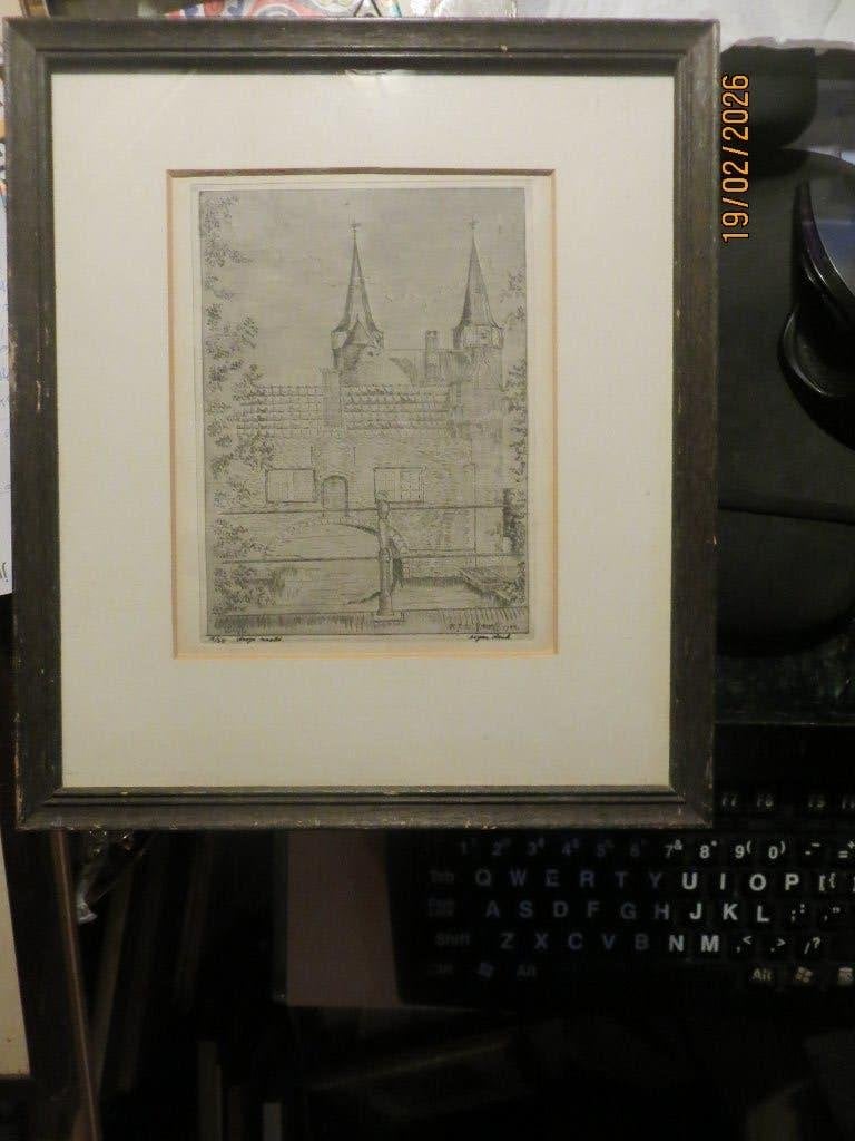OOSTPOORT DELFT, Mooie Droge Naaldets van NJ de Graaff, Antiek en Kunst, Kunst | Etsen en Gravures, Ophalen of Verzenden
