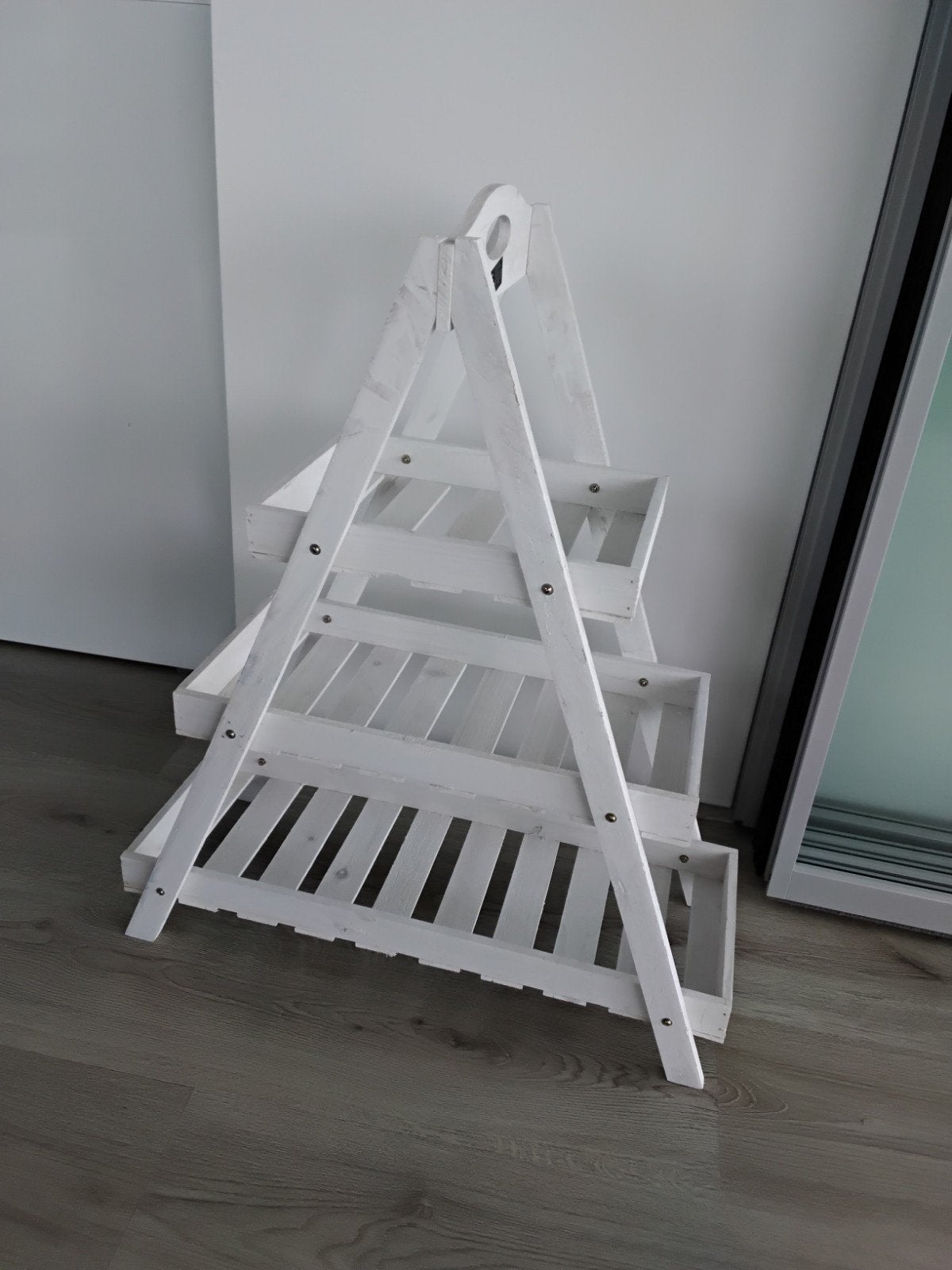 Witte houten etagere / plantenrek, zo goed als nieuw, Ophalen, Zo goed als nieuw