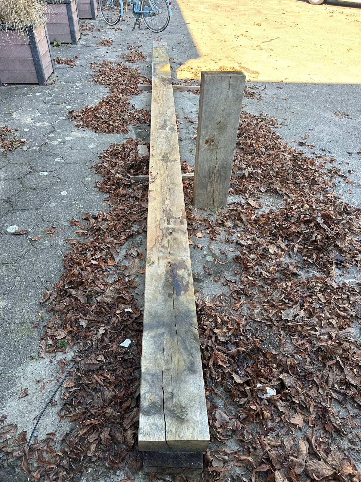 Robuuste eikenhouten balk, nieuw 600 cm of meer, Ophalen, 25 tot 50 mm, Eiken, Nieuw