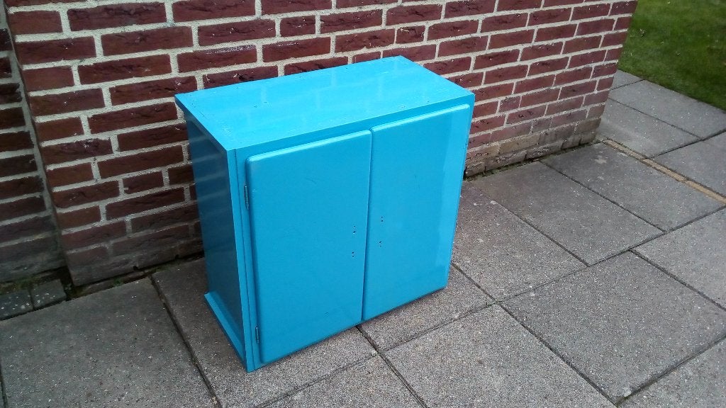 Blauw geverfd brocante kastje  61(B) x 31(D) x 60(H), Ophalen
