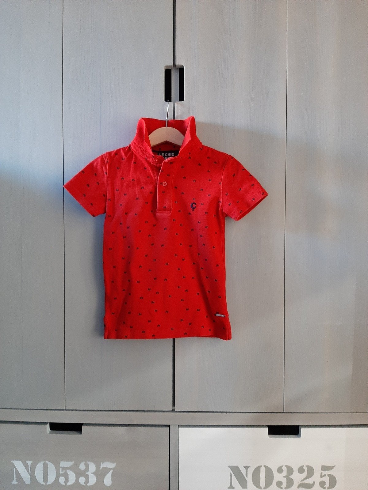 Le Chic Garcon polo rood shirt maat 116., Le Chic, Ophalen of Verzenden, Zo goed als nieuw, Shirt of Longsleeve